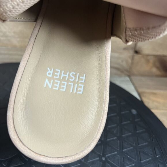 Eileen Fisher Women Size 8.5 Luca Sandal Latte Open Toe Pull On Heel Sandals - Picture 6 of 10